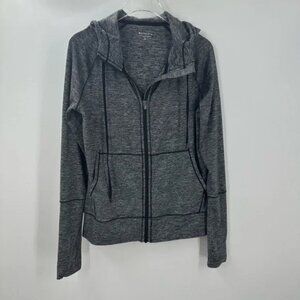 Gray Full Zip Jacket Hoodie Womens 1
